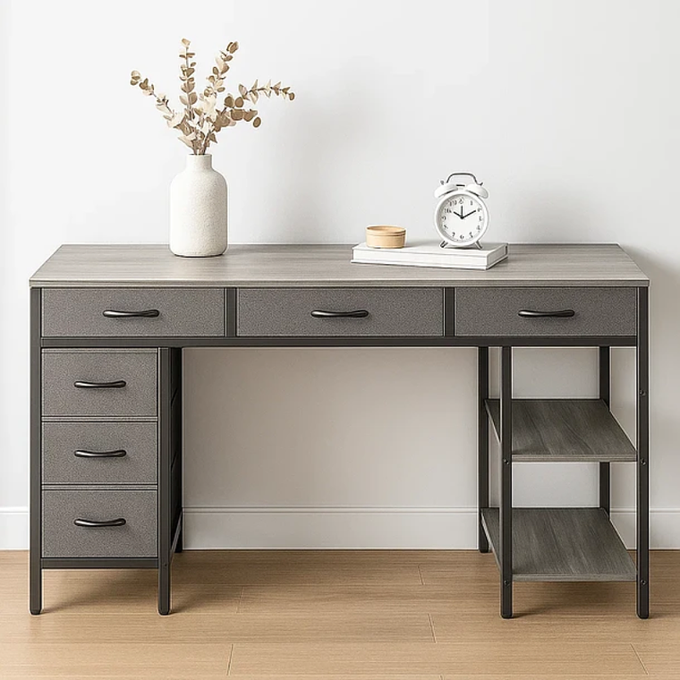 Escritorio Ejecutivo Grey 140cm | Seis Cajones Tela 1