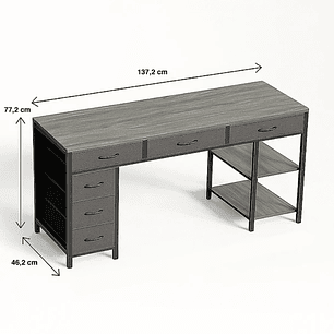 Escritorio Ejecutivo Grey 140cm | Seis Cajones Tela