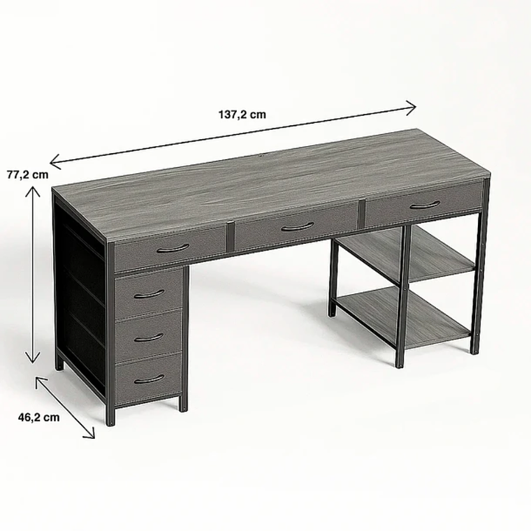 Escritorio Ejecutivo Grey 140cm | Seis Cajones Tela 2