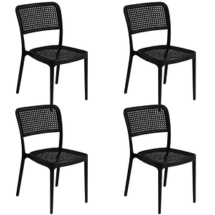 Pack 4 Sillas Delta Negras de Terraza