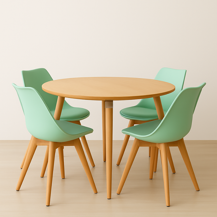 Comedor Ragnarok Wood  redondo Madera 100 cm con 4 Sillas Tulip  5