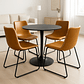 Comedor Essen redondo negro 80 cm con 4 Sillas Burgos de Cuero Sintético y Metal Industrial - Miniatura 1