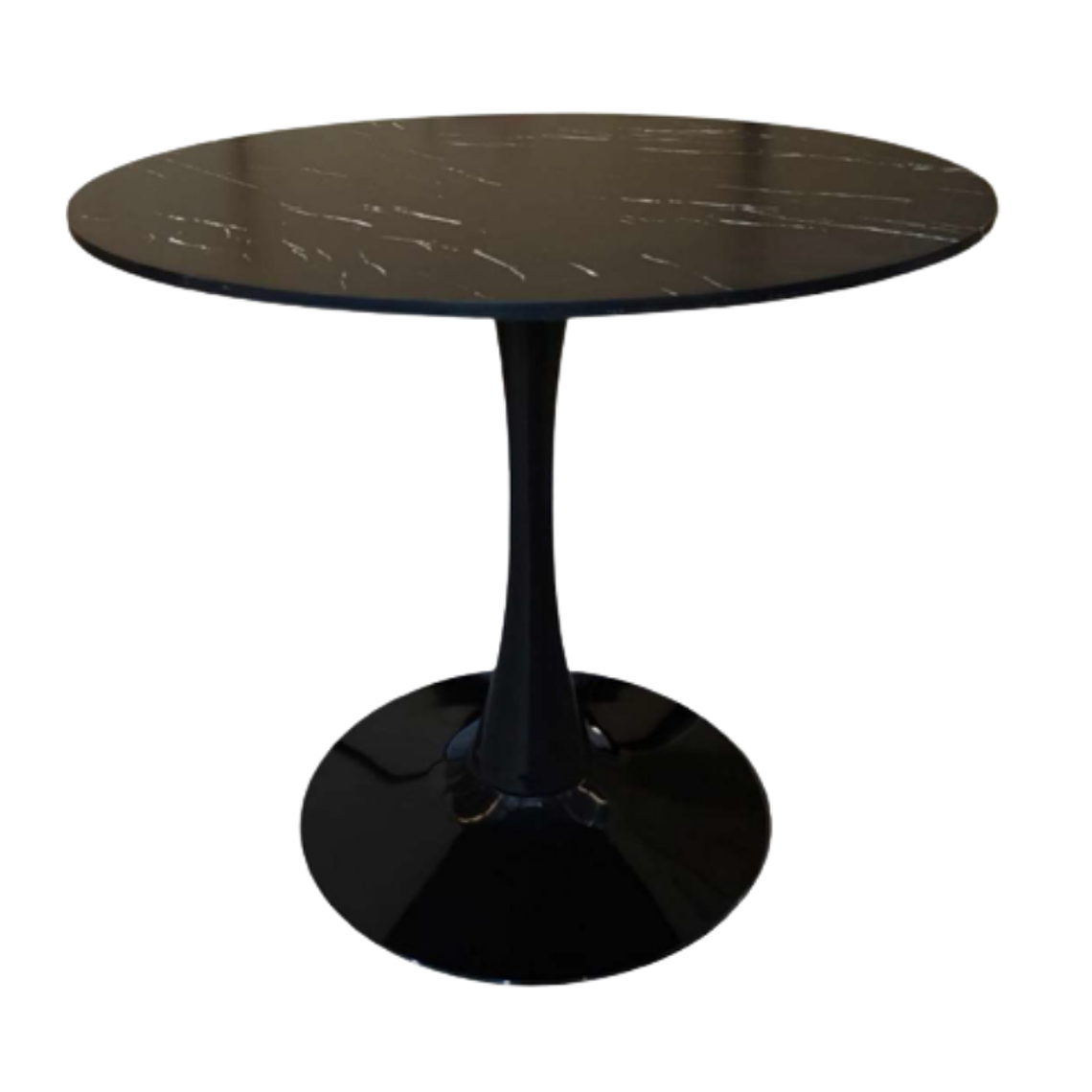 Comedor Essen Cuarzo redondo negro 100 cm con 4 Sillas Burgos de Cuero Sintético y Metal Industrial 5