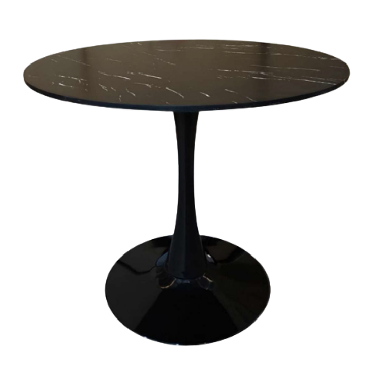 Comedor Essen Cuarzo redondo negro 100 cm con 4 Sillas Burgos de Cuero Sintético y Metal Industrial 5