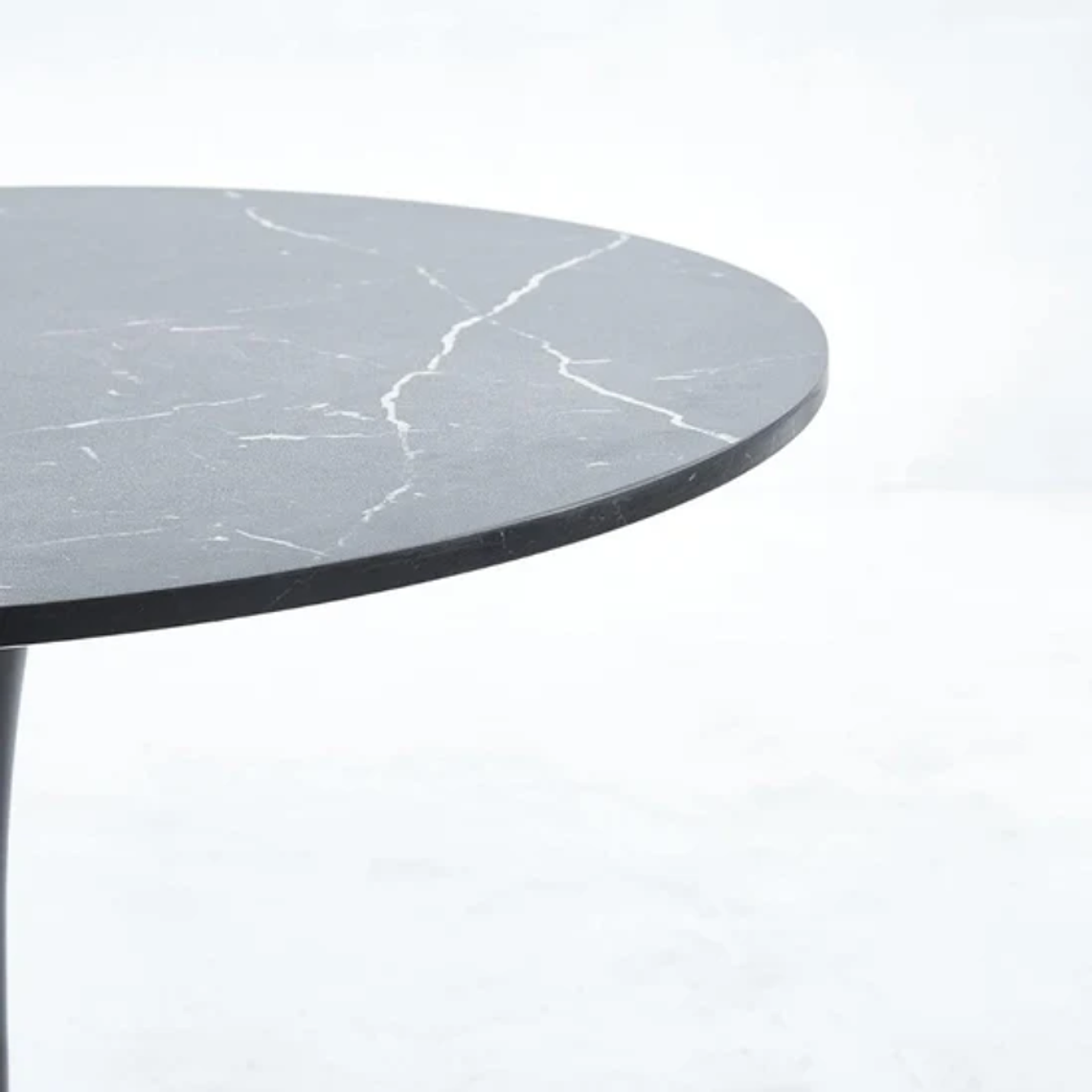 Comedor Essen Cuarzo redondo negro 100 cm con 4 Sillas Burgos de Cuero Sintético y Metal Industrial 6