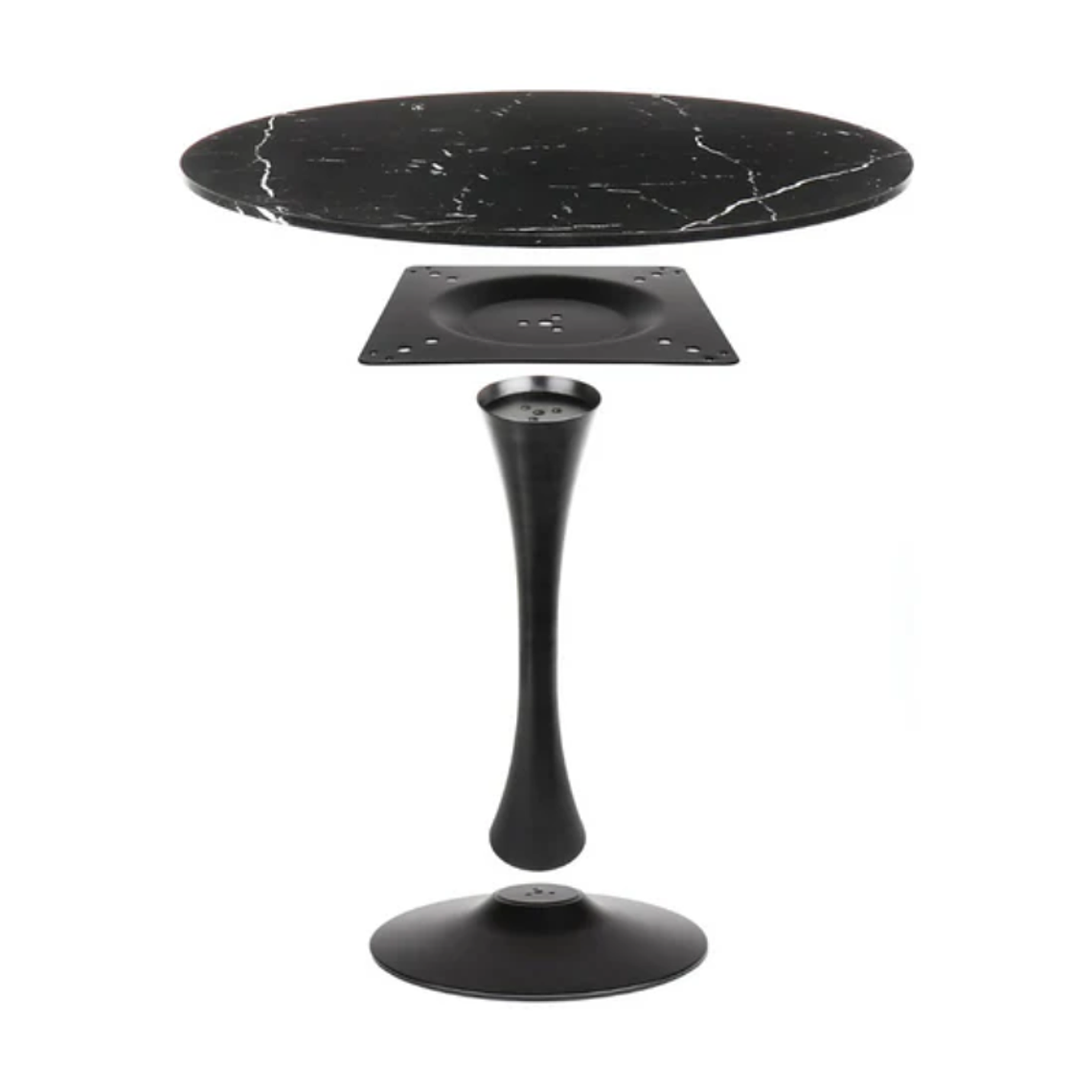 Comedor Essen Cuarzo redondo negro 100 cm con 4 Sillas Burgos de Cuero Sintético y Metal Industrial 7