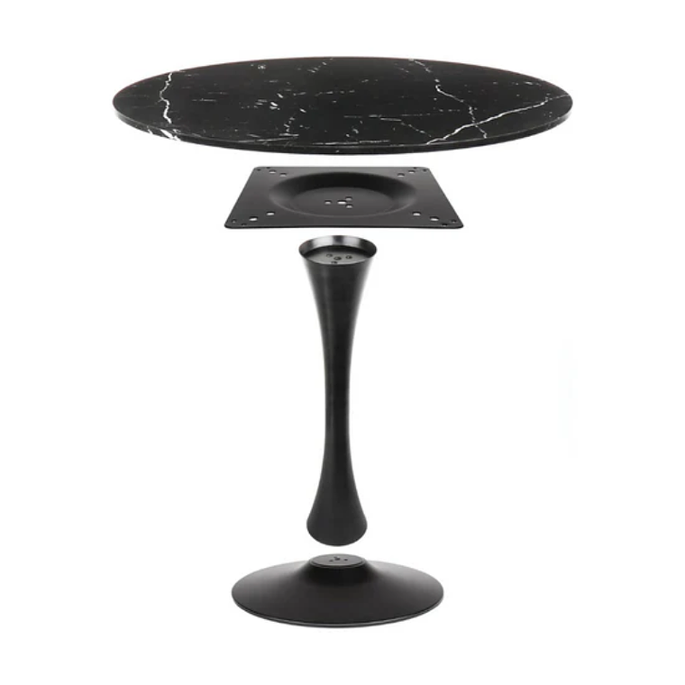 Comedor Essen Cuarzo redondo negro 100 cm con 4 Sillas Burgos de Cuero Sintético y Metal Industrial 7