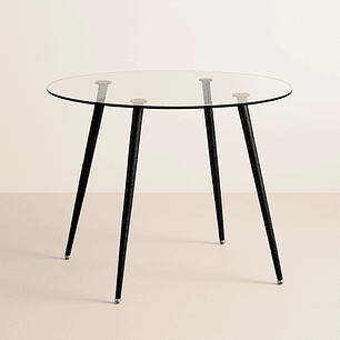 Mesa Lyon Black redonda vidrio 120 cm