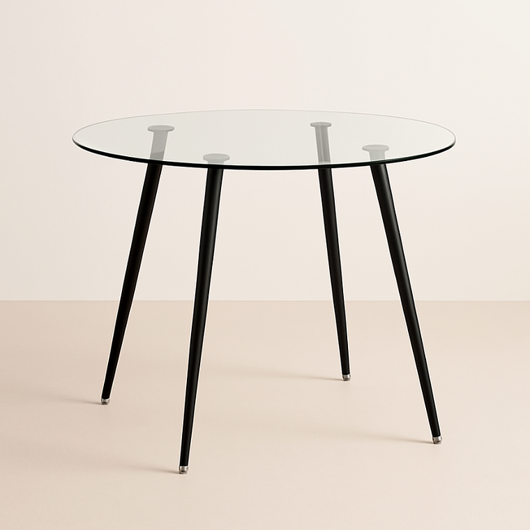 Mesa Lyon Black redonda vidrio 120 cm 1
