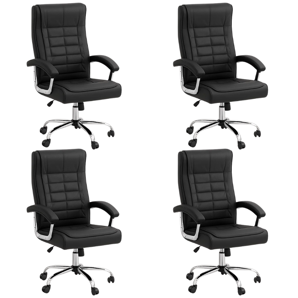 Pack 4 Sillas de Oficina Escritorio Ejecutiva Siena - Negra 1