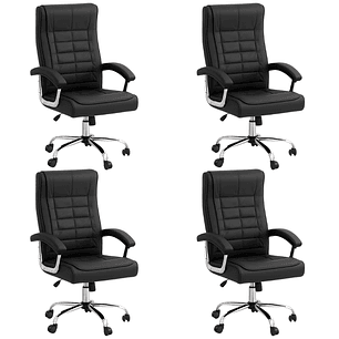 Pack 4 Sillas de Oficina Escritorio Ejecutiva Siena - Negra
