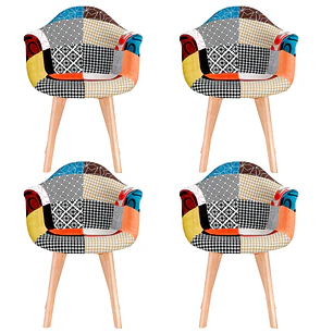 Pack 4 Butacas Patchwork Wood