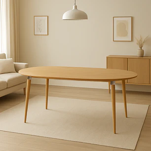 Mesa Expandible Redonda de 100 cm a 180 cm color madera