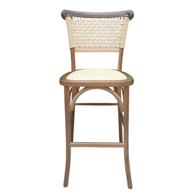 Pack 4 Taburetes Sisal Madera Rattan Walnut 66 cm 3
