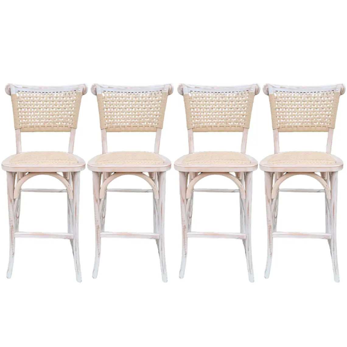 Pack 4 Taburetes Sisal Madera Rattan Antique 66 cm 1