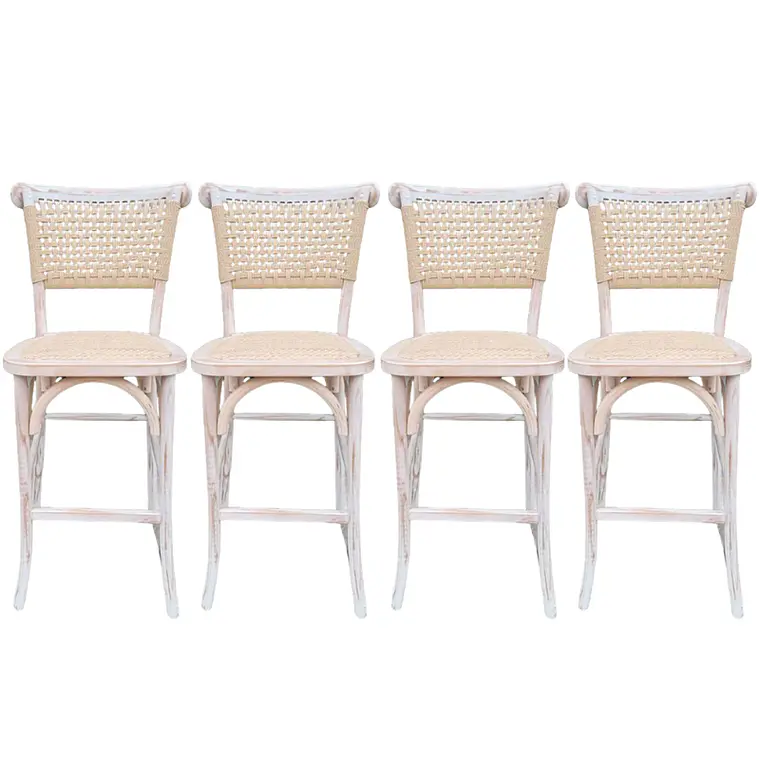 Pack 4 Taburetes Sisal Madera Rattan Antique 66 cm 1