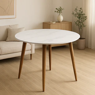 Mesa redonda Mármol blanca 100 cm