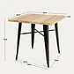 Mesa Tolix negra cuadrada 80x80 cm madera natural - Miniatura 6