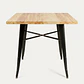 Mesa Tolix negra cuadrada 80x80 cm madera natural - Miniatura 1