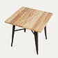 Mesa Tolix negra cuadrada 80x80 cm madera natural - Miniatura 5
