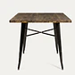 Mesa Tolix negra cuadrada 80x80 cm madera nogal - Miniatura 2