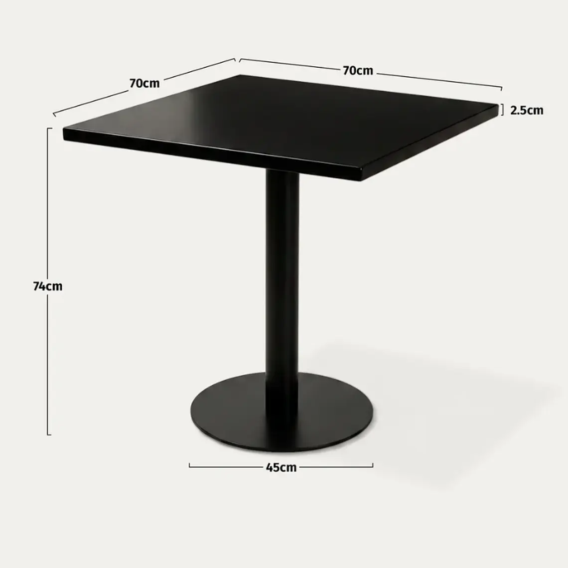 Mesa restaurant 70x70 cm Metal - Negra 4
