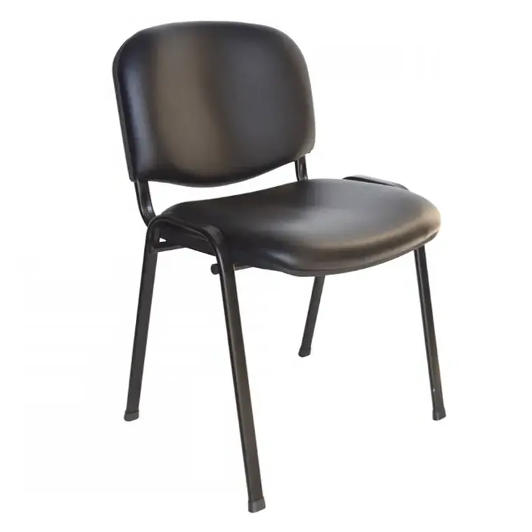 Comedor Reuniones Wood redondo 80 cm con 4 Sillas ISO Meeting Ecocuero Negro Matte 8