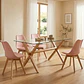 Comedor Medlock Estocolmo rectangular vidrio 140x90 cm con 4 Sillas Tulip - Miniatura 6