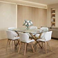 Comedor Mesa Medlock rectangular vidrio 130x80 cm con 6 Sillas Mariposas Rubik Wood - Miniatura 2