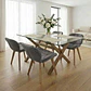 Comedor Mesa Medlock rectangular vidrio 140x90 cm con 4 Sillas Mariposas Rubik Wood Velvet - Miniatura 2