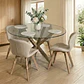 Comedor Mesa Asgard redondo vidrio 120 cm con 4 Sillas Mariposas Rubik Wood Velvet - Miniatura 5