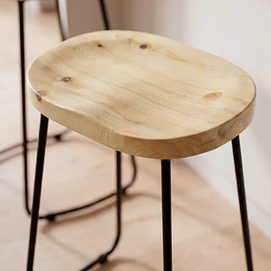 Taburete Piso Bar Industrial Robust Metal - Madera