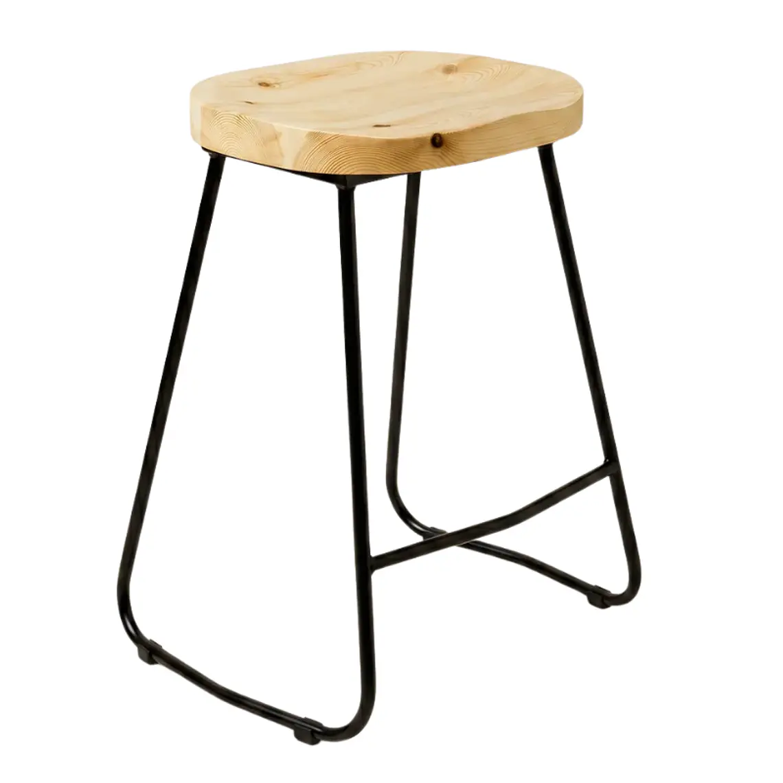 Taburete Piso Bar Industrial Robust Metal - Madera 3
