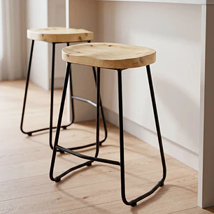 Taburete Piso Bar Industrial Robust Metal - Madera