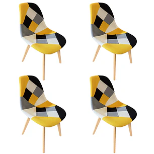 Pack 4 Sillas Patchwork Wood
