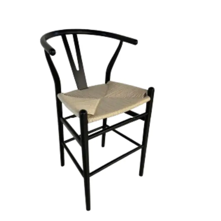 Taburete Wishbone Madera e Hilo de Cuerda 65 cm  1