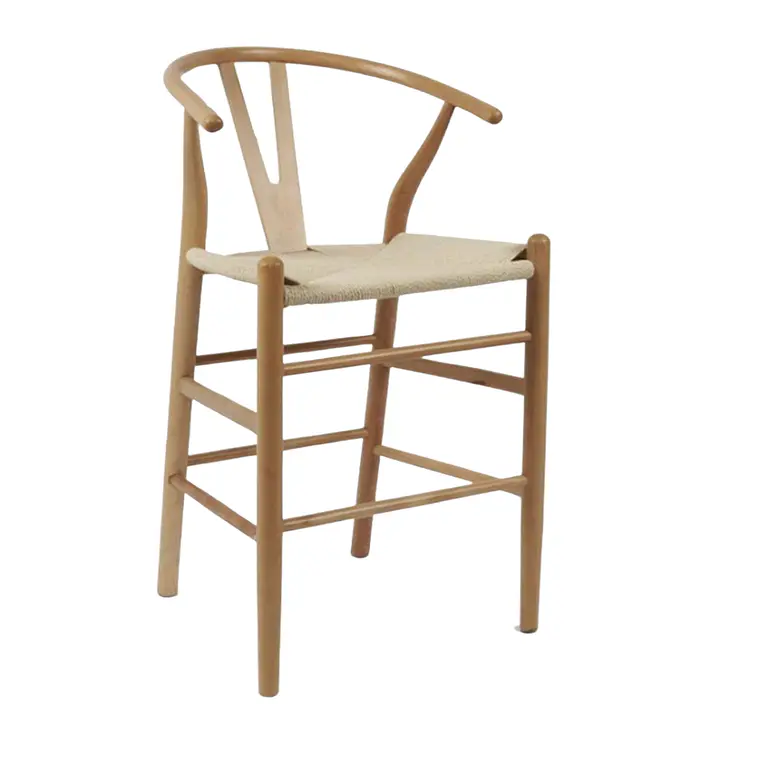 Taburete Wishbone Madera e Hilo de Cuerda 65 cm  3