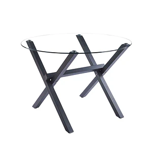 Mesa redonda Medlock Black vidrio 110 cm