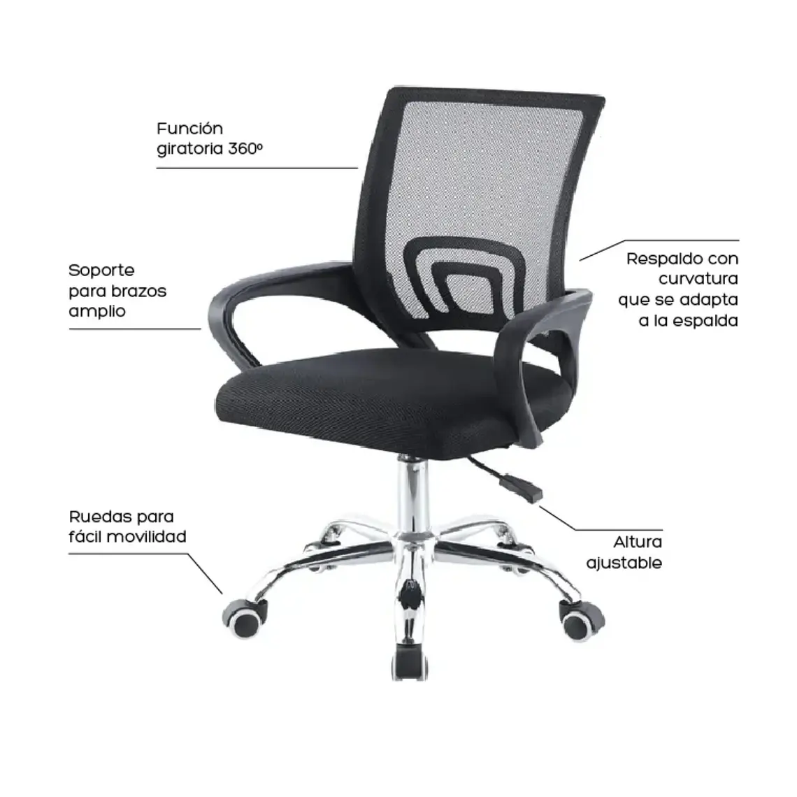 Pack 2 Sillas de Oficina Escritorio Ergonómicas 5