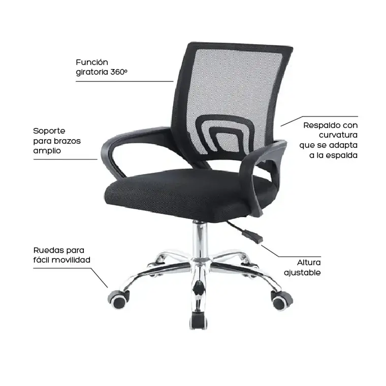 Pack 2 Sillas de Oficina Escritorio Ergonómicas 5