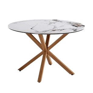Mesa Asgard Stone Wood redonda 120 cm | Efecto Mármol