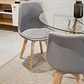 Comedor Mesa Eames redondo vidrio 80 cm con 4 Sillas Tulip Lino  - Miniatura 1