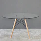 Comedor Mesa Eames redondo vidrio 80 cm con 4 Sillas Tulip Lino  - Miniatura 2