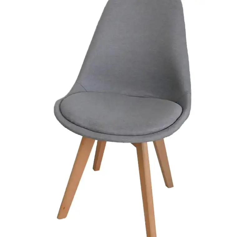 Comedor Mesa Eames redondo vidrio 80 cm con 4 Sillas Tulip Lino  5