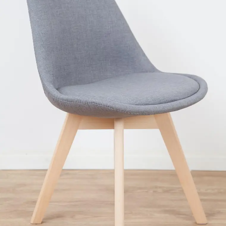 Comedor Mesa Eames redondo vidrio 80 cm con 4 Sillas Tulip Lino  4