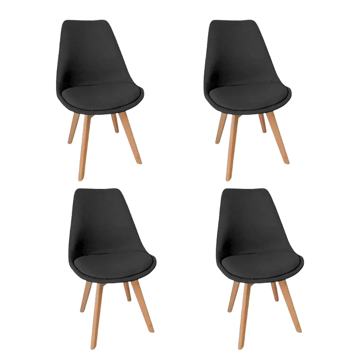 Comedor Mesa Eames redondo vidrio 80 cm con 4 Sillas Tulip Lino  8