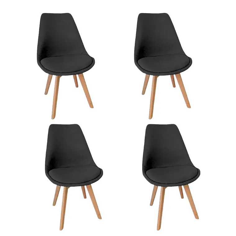 Comedor Mesa Eames redondo vidrio 80 cm con 4 Sillas Tulip Lino  8