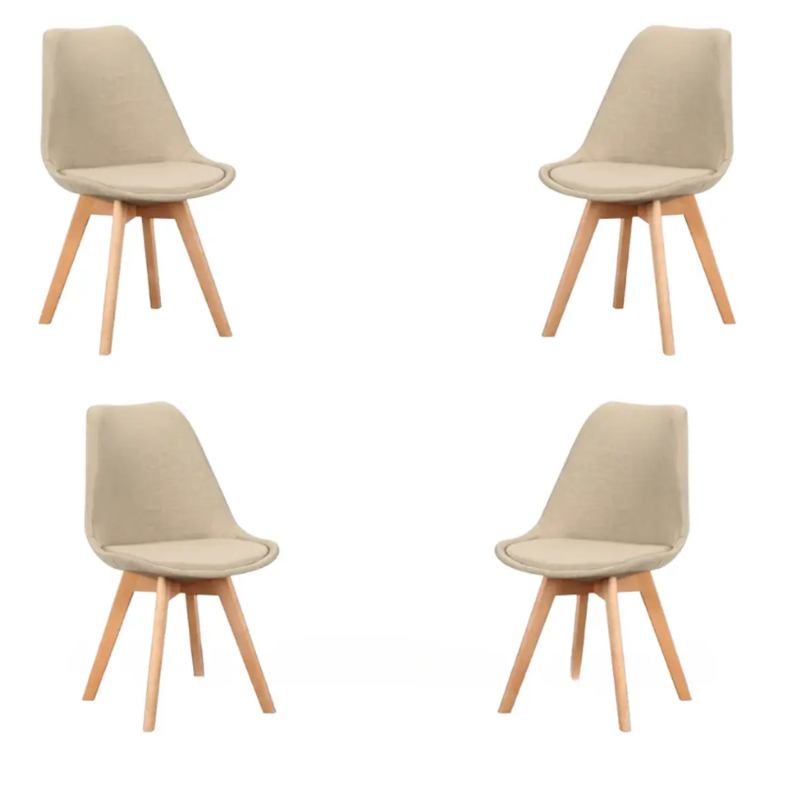 Comedor Mesa Eames redondo vidrio 80 cm con 4 Sillas Tulip Lino  10