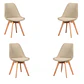 Comedor Mesa Eames redondo vidrio 80 cm con 4 Sillas Tulip Lino  - Miniatura 10