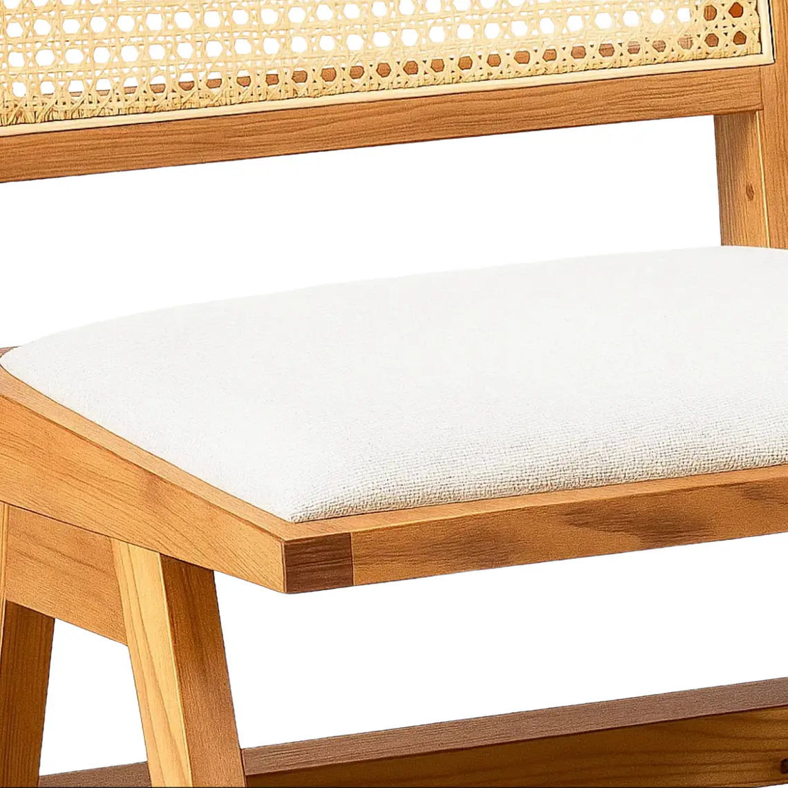 Silla Atenea Rattan con Asiento de Tela - Natural Beige 2